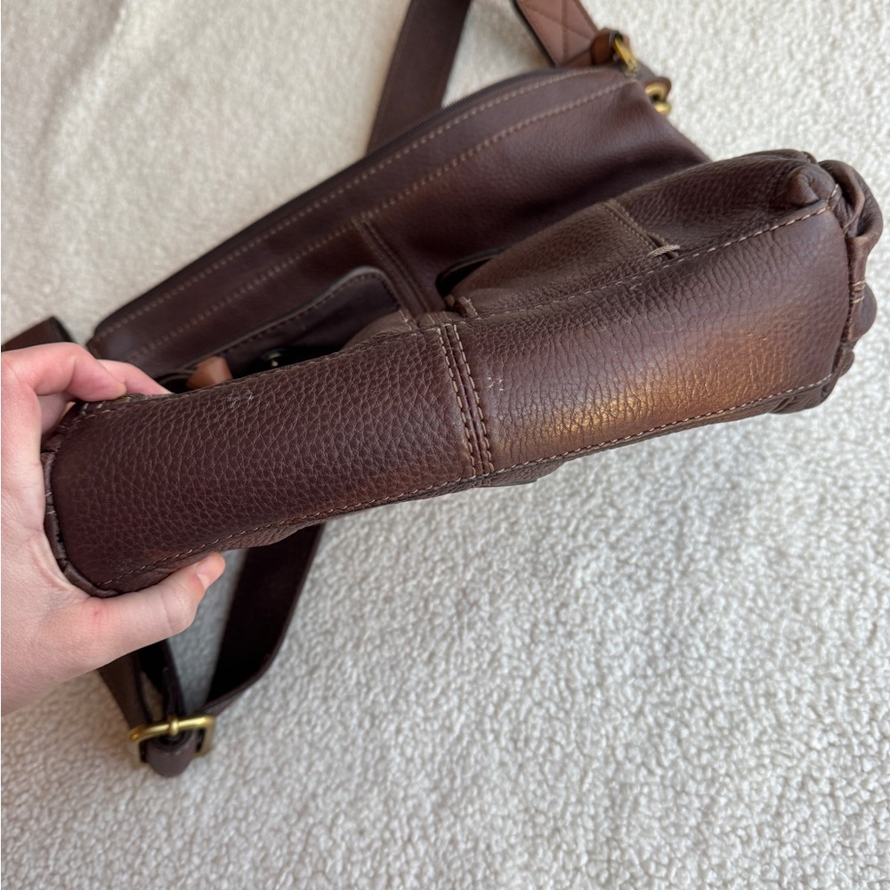 Fossil Leather Morgan Large Top Zip Traveler Crossbody Messenger Bag - Picture 9 of 9